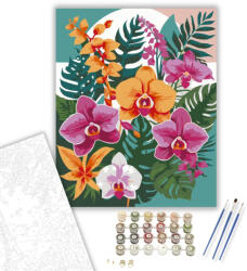  Trópusi Orchidea Mandala - számfestő készlet - 40×50 cm (Keretre feszítve)