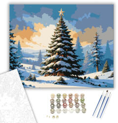  Téli Ünnep Fényei - számfestő készlet - 40×50 cm (Keretre feszítve)