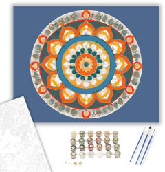  Buddhista Szimbólumokkal Díszített Mandala - számfestő készlet - 60×70 cm (Keret nélkül)