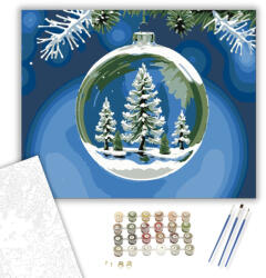  Hófedte Erdő Üveggömbben - számfestő készlet - 40×50 cm (Keretre feszítve)
