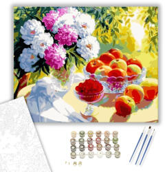  Virág és Gyümölcs - számfestő készlet - 40×50 cm (Keretre feszítve)
