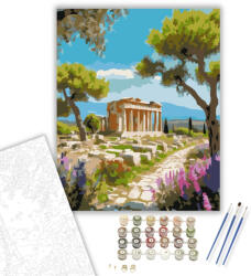Számfestő Apolló Temploma és Vadvirágok Korinthoszban - számfestő készlet - 40×50 cm (Keretre feszítve) (crea6851-40X50-KF)
