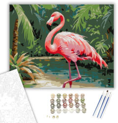 Számfestő Játékos Flamingó a Trópusi Környezetben - számfestő készlet - 40×50 cm (Keretre feszítve) (crea6140-40X50-KF)