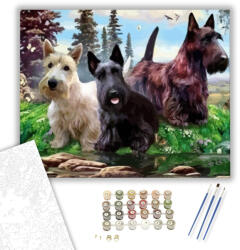  Terrierek - számfestő készlet - 40×50 cm (Keretre feszítve)