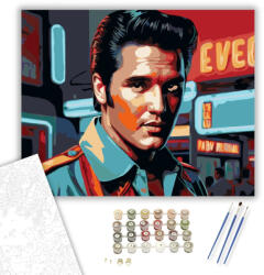  Elvis Presley Neon Portré - számfestő készlet - 40×50 cm (Keretre feszítve)