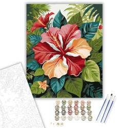 Számfestő Trópusi Hibiszkusz Mandala - számfestő készlet - 40×50 cm (Keretre feszítve) (crea6509-40X50-KF)