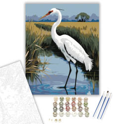Számfestő Fehér Daru a Mocsárban - számfestő készlet - 40×50 cm (Keretre feszítve) (crea5965-40X50-KF)