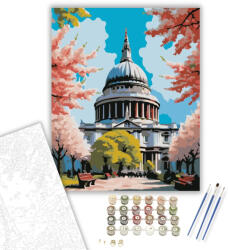  Szent Pál-székesegyház Tavaszi Virágzásban - számfestő készlet - 40×50 cm (Keretre feszítve)