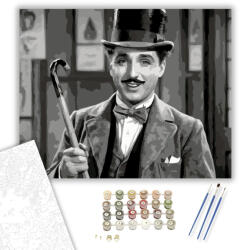  Charlie Chaplin Portré - számfestő készlet - 40×50 cm (Keretre feszítve)