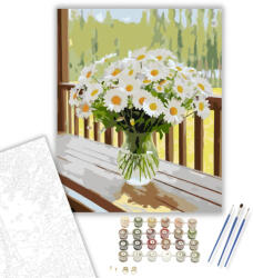  Friss Margaréták a Teraszon - számfestő készlet - 40×50 cm (Keretre feszítve)