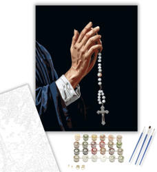 Számfestő Imádkozó Kezek Rózsafüzérrel - számfestő készlet - 40×50 cm (Keretre feszítve) (crea6439-40X50-KF)