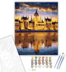 Parlament Éjszakai Fényekben - számfestő készlet - 40×50 cm (Keretre feszítve)