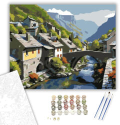 Számfestő Zagori Hegyi Falu és Kőhíd - számfestő készlet - 40×50 cm (Keretre feszítve) (crea6842-40X50-KF)