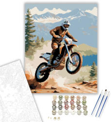  Dual-sport Motor a Levegőben - számfestő készlet - 40×50 cm (Keretre feszítve)