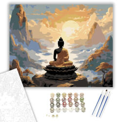 Számfestő Meditáló Buddha Hegytetőn - számfestő készlet - 40×50 cm (Keretre feszítve) (crea6470-40X50-KF)