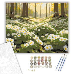 Számfestő Primulák Erdei Réten - számfestő készlet - 40×50 cm (Keretre feszítve) (crea5983-40X50-KF)