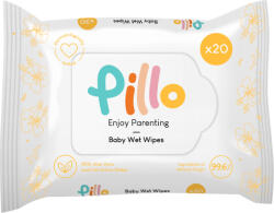 Pillo nedves törlőkendő, utazó csomag, bio aloe verával és aktív zabvízzel, 20 db
