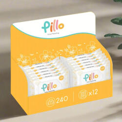 Pillo nedves törlőkendő, utazó csomag, bio aloe verával és aktív zabvízzel, MEGA CSOMAG, 12x20 db