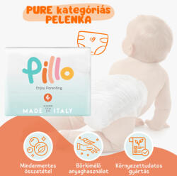Pillo mindenmentes PURE pelenka 4 (maxi), 9-14 kg, 38 db
