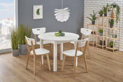 VIKO-design-TOP Étkezőgarnitúra kanapéasztal és négy szék fehér, natur Niko (VK0077-2023)