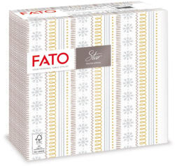 FATO Sztár karácsonyi szalvéta Ribbon Silver 2 rétegű 38x38cm 40 szál/csomag