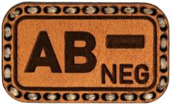 TigerWood Patch - emblemă din piele Tigerwood cu grupa sanguină AB- Light Brown