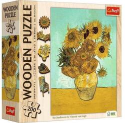 Trefl 200 db-os Wooden Contour Fa Puzzle - Van Gogh - Napraforgók (20249) (20249)