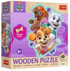 Trefl 50 db-os Wooden Contour Fa Puzzle - Mancs őrjárat - A cheerful group of pupies (20258) (20258)