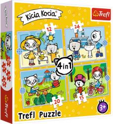 Trefl 4 az 1-ben puzzle (12, 15, 20, 24 db-os) - Kiscicák története (34372) (34372)