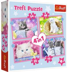 Trefl 4 az 1-ben puzzle (35, 48, 54, 70 db-os) - Cuki cicák (34396) (34396)
