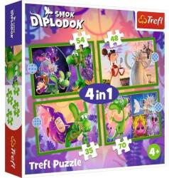 Trefl 4 az 1-ben puzzle (35, 48, 54, 70 db-os) - A diplodocus sárkány világa (34663) (34663)