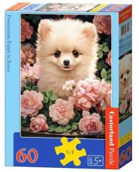 Castorland 60 db-os puzzle - Kiskutya rózsákkal (B-066261) (B-066261)