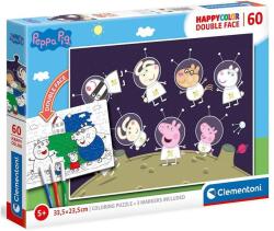 Clementoni 60 db-os Színezhető kétoldalas puzzle - Peppa malac - Űrséta (26096) (26096)