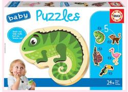 Educa 5 az 1-ben Baby sziluett puzzle (3, 4, 5 db-os) - Trópusi állatok (18587) (18587)