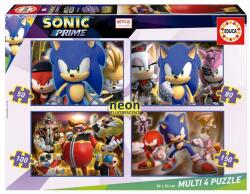 Educa 4 az 1-ben puzzle (50, 80, 100, 150) - Fluoreszkáló - Sonic Prime (19631) (19631)