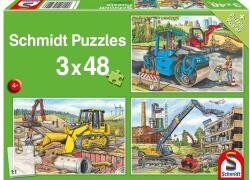 Schmidt Spiele 3 x 48 db-os puzzle - My Favorite Construction Vehicles (56520) (56520)