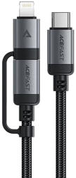 ACEFAST - Adatkábel (C20-01) - USB-C Type-C-hez, Lightning, 60W, Gyors töltés, Hajlításálló, MFi Tanúsítvánnyal, 1.2m - Fekete