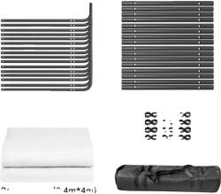  Háttér állványkeret, állítható magasságú, zöld képernyő hátterek, fehér 240x400 cm