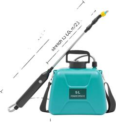  Elektromos permetező, 5 literes, teleszkópos pálca, zöld