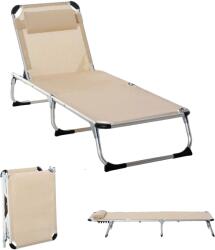  Kerti nyugágy, állítható háttámla, összecsukható kivitel, bézs