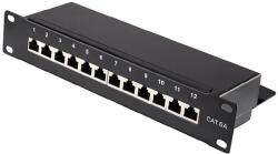 Patch Panel, 12/24 port, teljesen árnyékolt fém, nagy sebességű csatlakozás, 12 port