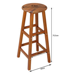  Casaria akácfa bárszék 2 db-os szett 76x34x34cm (100696) - pepita