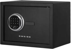  Sweiss elektronikus záras acél széf, 8 literes, ujjlenyomat-/PIN-kód-/kulcsos hozzáférés, kivehető polc, robusztus 4 mm-es ajtó, fekete