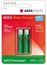 AgfaPhoto Mikroceruza akku AAA NiMH, 1, 2V 950 mAh, 2 db, AgfaPhoto HR3, HR03, UO100557, DC2400, DC2400B4N, LR03 (132-803944) (132-803944)