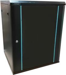 Dateup Rack 15U 600x600, montare pe perete, usa din sticla, panouri laterale detasabile si securizate, dezasamblat, culoare negru RAL 9004, DATEUP MP. 6615.9001 (MP.6615.9001)