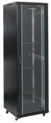 Dateup Rack 22U 600x600, montare pe podea, usa din sticla, panouri laterale detasabile si securizate, dezasamblat, culoare negru RAL 9004, DATEUP MS2.6622. 9001 (MS2.6622.9001)