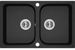 Laveo Celia, 2 kamrás gránit mosogató 760x480x184 mm, fekete, LAV-SBC_720T (LAV-SBC_720T)