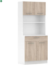  Négyajtós szekrény, fehér/sonoma tölgy, DOMIS NEW