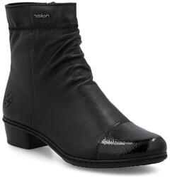 Rieker női cipzáras fekete bőr bokacsizma Y0773-00