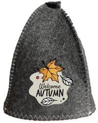 SAUNA KING Szauna sapka, gyapjúkeverékből, szürke, ősz motívummal II